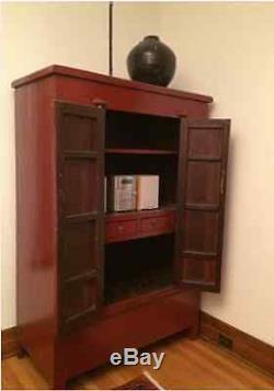 Antique Chinese Red Lacquered Armoire