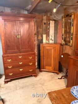 Antique Chippendale Cherry Linen press period cupboard cabinet 1790 restored