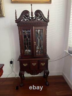 Antique Chippendale Style Mahogany Display Cabinet Small