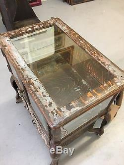 Antique Clark & Roberts Co. Medical Cabinet Metal Glass Display Industrial