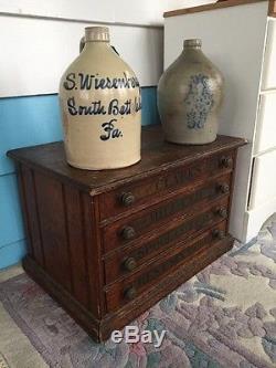 Antique Clark Spool 4 Drawer Miles End Spool Cotton Cabinet