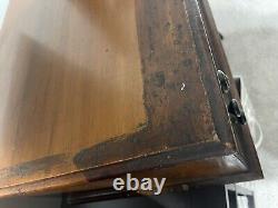 Antique Clarks 3 Drawer Wood Spool Storage Chest, Includes Sewing Essentials