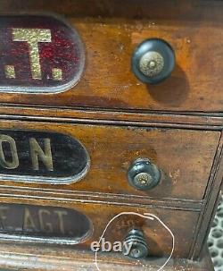 Antique Clarks 3 Drawer Wood Spool Storage Chest, Includes Sewing Essentials