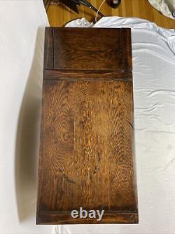 Antique Cochran Chair Co Jacobean Revival Oak Chest Cabinet Stand Slide Out Leaf