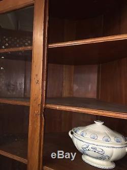 Antique Colonial Corner China Cabinet, c1800-20, Yellow Pine, 2-pc