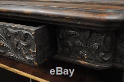 Antique Corner China Cabinet Cupboard Renaissance Revival Belgian Carved Oak