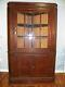 Antique Corner Cupboard Cabinet 12 Pane Divided Glass Door