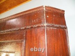 Antique Corner Cupboard Cabinet 12 Pane Divided Glass Door