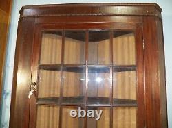 Antique Corner Cupboard Cabinet 12 Pane Divided Glass Door