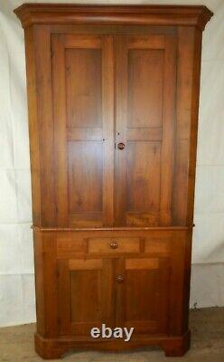 Antique Corner Cupboard Cabinet 2 Piece Blind doors Early Primitive
