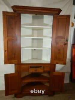 Antique Corner Cupboard Cabinet 2 Piece Blind doors Early Primitive