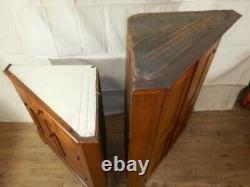 Antique Corner Cupboard Cabinet 2 Piece Blind doors Early Primitive