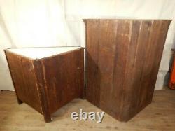 Antique Corner Cupboard Cabinet 2 Piece Blind doors Early Primitive