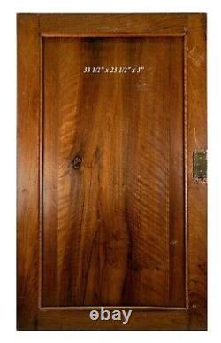 Antique Country French HC Walnut Wood Cabinet Door w Lock, Key, 33.5 x 23.5