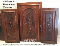 Antique Country French HC Walnut Wood Cabinet Door w Lock, Key, 33.5 x 23.5