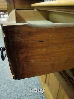 Antique Country Oak Spoon Carved Washstand with Paneled Sides