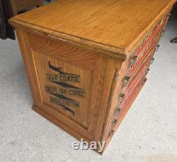 Antique Country Store Oak Six Drawer Spool Cabinet J & P Coats