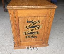 Antique Country Store Oak Six Drawer Spool Cabinet J & P Coats