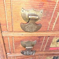 Antique Country Store Oak Six Drawer Spool Cabinet J & P Coats