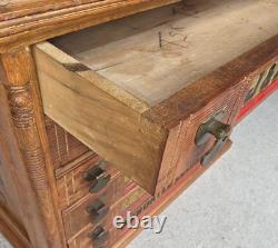Antique Country Store Oak Six Drawer Spool Cabinet J & P Coats