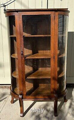 Antique Curio Cabinet Curved Glass MECHANICS FURNITURE CO & H. Herpolsheimer Co