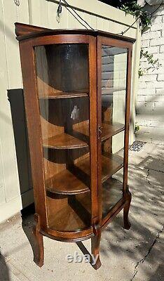 Antique Curio Cabinet Curved Glass MECHANICS FURNITURE CO & H. Herpolsheimer Co