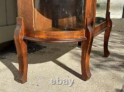 Antique Curio Cabinet Curved Glass MECHANICS FURNITURE CO & H. Herpolsheimer Co