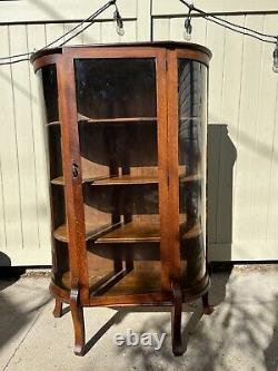 Antique Curio Cabinet Curved Glass MECHANICS FURNITURE CO & H. Herpolsheimer Co