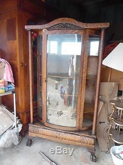 Antique Curved Glass China Cabinet Circ 1910