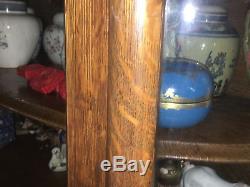 Antique Dark Claw Foot Quarter Sawn Solid Tiger Oak Wavy Glass 62 Curio Cabinet