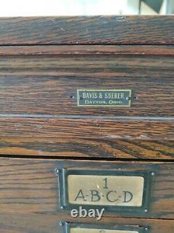 Antique Davis & Sherer Dayton Ohio 12 Drawer Printers Type Set Tray Cabinet