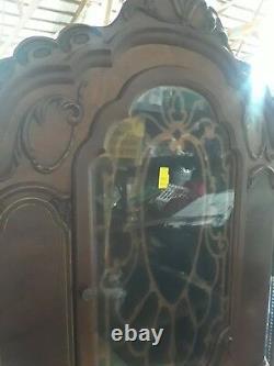 Antique Deco Carved Round China Cabinet