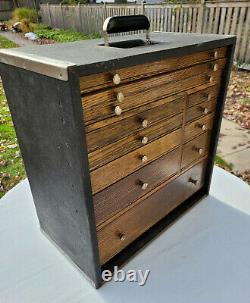 Antique Dental Cabinet Apothecary 12 Drawer Oak Travel Case Machinist