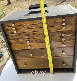 Antique Dental Cabinet Apothecary 12 Drawer Oak Travel Case Machinist