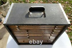 Antique Dental Cabinet Apothecary 12 Drawer Oak Travel Case Machinist