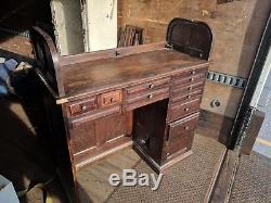 Antique Dental Workbench Cabinet Roll Top 1800's
