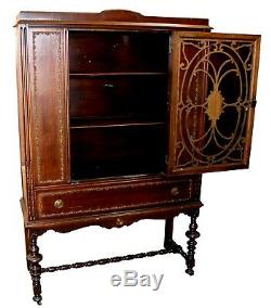 Antique Depression Era China Hutch with Linen Drawer