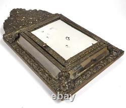 Antique Dutch Copper 24 Wall Cabinet Mirror Beveled Brush Key Holder BD866