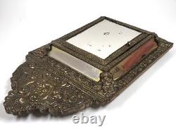 Antique Dutch Copper 24 Wall Cabinet Mirror Beveled Brush Key Holder BD866