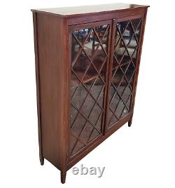 Antique ENGLISH 20th C Edwardian 2 Door INLAID CURIO CABINET Vitrine BOOKCASE