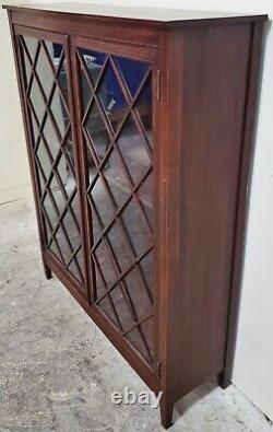 Antique ENGLISH 20th C Edwardian 2 Door INLAID CURIO CABINET Vitrine BOOKCASE