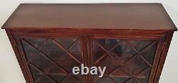 Antique ENGLISH 20th C Edwardian 2 Door INLAID CURIO CABINET Vitrine BOOKCASE