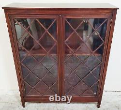 Antique ENGLISH 20th C Edwardian 2 Door INLAID CURIO CABINET Vitrine BOOKCASE