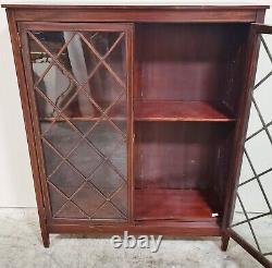 Antique ENGLISH 20th C Edwardian 2 Door INLAID CURIO CABINET Vitrine BOOKCASE