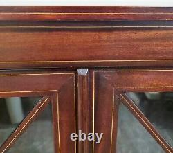 Antique ENGLISH 20th C Edwardian 2 Door INLAID CURIO CABINET Vitrine BOOKCASE