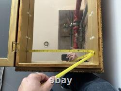 Antique Early 1900's Oak Medicine Wall Storage Cabinet with Mirror