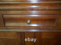 Antique Early American Tiger Maple Glass Door Corner Cupboard