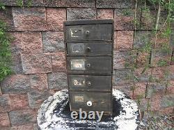 Antique Early Rustic Décor 5 Graduated Drawer File Storage Cabinet