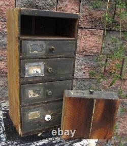 Antique Early Rustic Décor 5 Graduated Drawer File Storage Cabinet