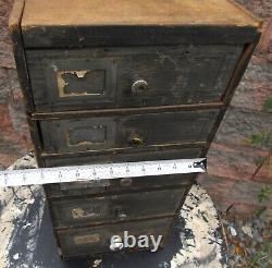 Antique Early Rustic Décor 5 Graduated Drawer File Storage Cabinet